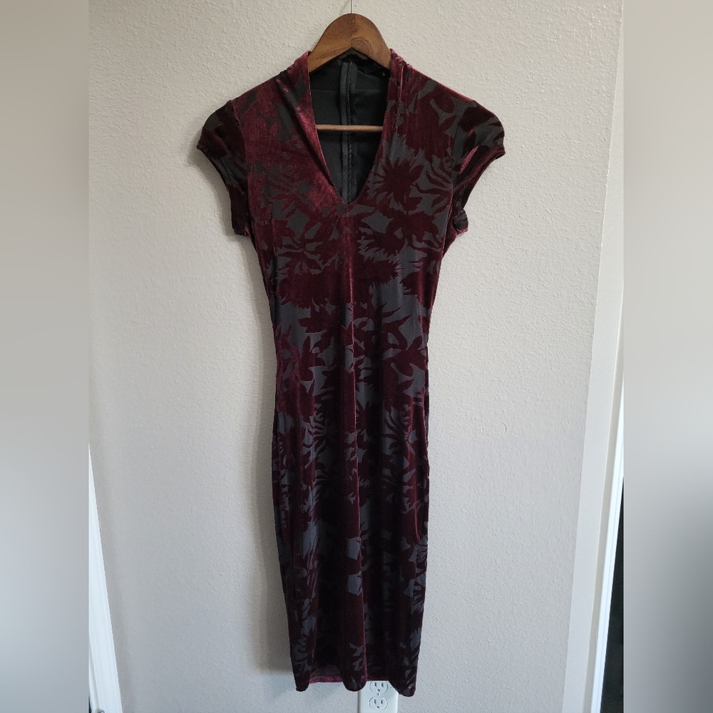 Burgundy Velvet Dress